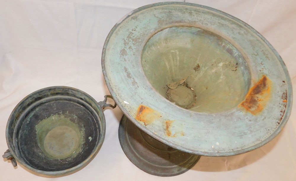 Antique Two Piece Brass Planter - 4