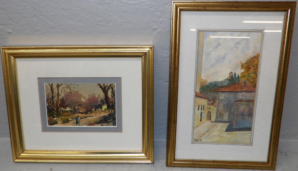 Two Framed Watercolors: Two Framed Watercolors . 12 3/4" x 8 3/4" ALL DESCRIPTIONS AND ANY CONDITION STATEMENT GIVEN BY LANGSTON AUCTION GALLERY ARE STRICTLY OPINIONS AND LANGSTON'S SHALL HAVE NO RESPONSIBILITY FOR ERRORS