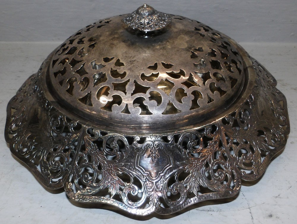 Silverplated Open Work Flower Frog (1 of 4)