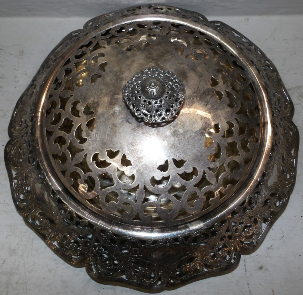 Silverplated Open Work Flower Frog - 2