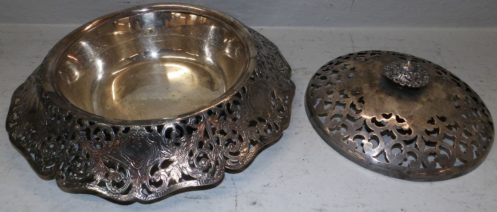 Silverplated Open Work Flower Frog - 3