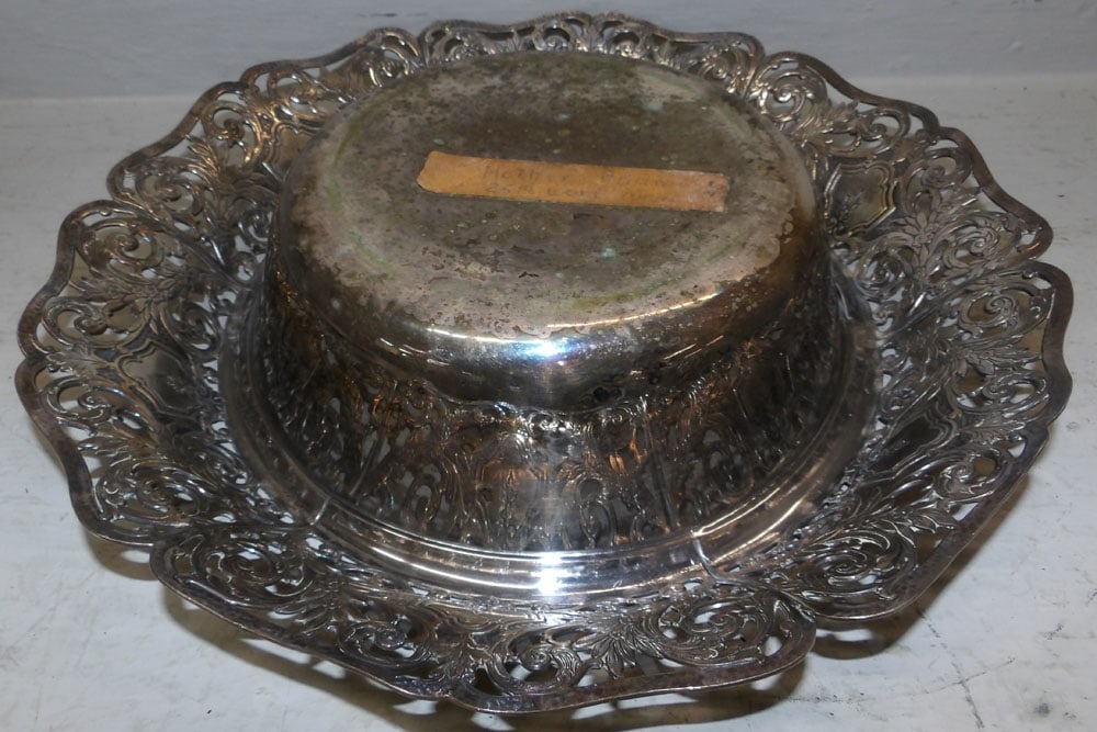 Silverplated Open Work Flower Frog - 4