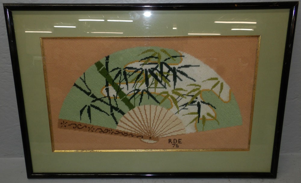 Framed Oriental Needlework: Framed Oriental Needlework . 16" x 24" ALL DESCRIPTIONS AND ANY CONDITION STATEMENT GIVEN BY LANGSTON AUCTION GALLERY ARE STRICTLY OPINIONS AND LANGSTON'S SHALL HAVE NO RESPONSIBILITY FOR ERRORS OR