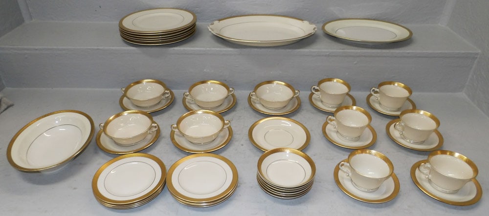 Fourty Three Pieces of Old Ivory Syracuse China, 'Bracelet' & Two Pieces of Theodore Haviland: Fourty Three Pieces of Old Ivory Syracuse China, 'Bracelet' & Two Pieces of Theodore Haviland. Up to 14" x 10 1/4" ALL DESCRIPTIONS AND ANY CONDITION STATEMENT GIVEN BY LANGSTON AUCTION GALLERY ARE