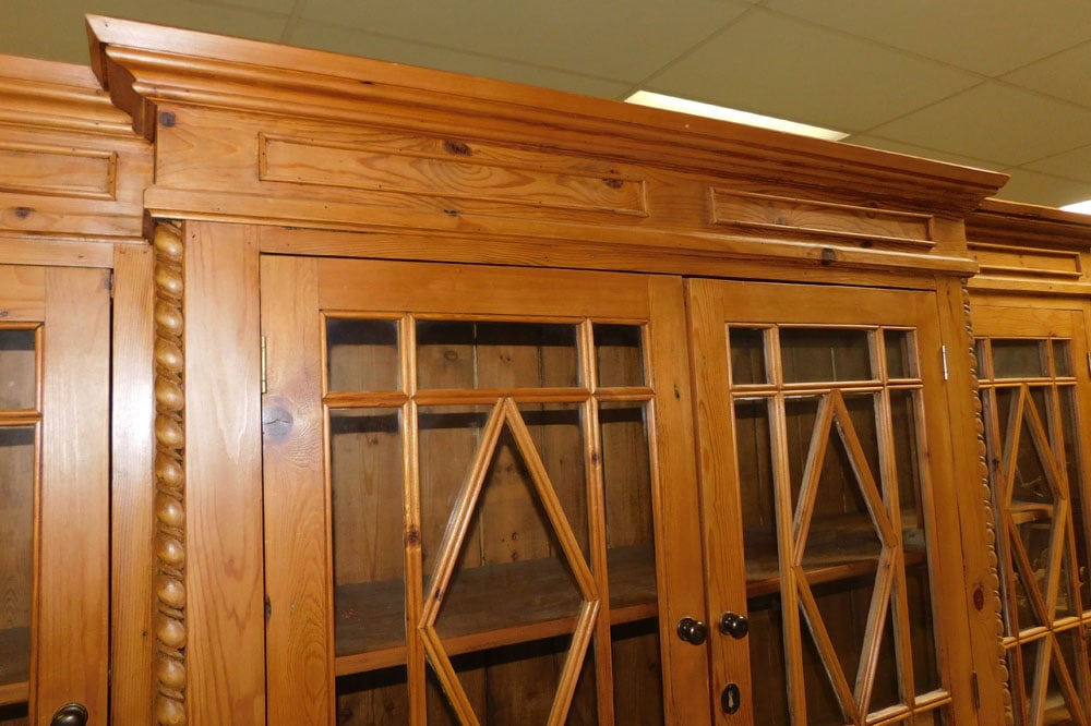 Bleached Pine Two Piece Glass Door Breakfront - 4