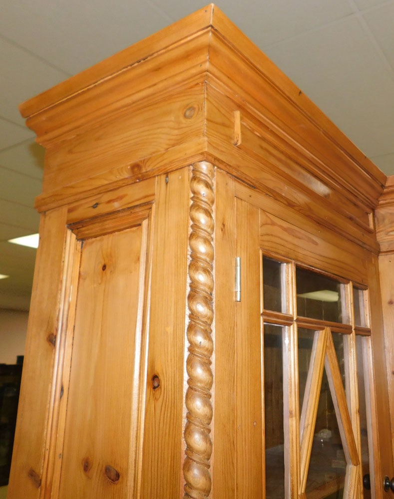 Bleached Pine Two Piece Glass Door Breakfront - 5