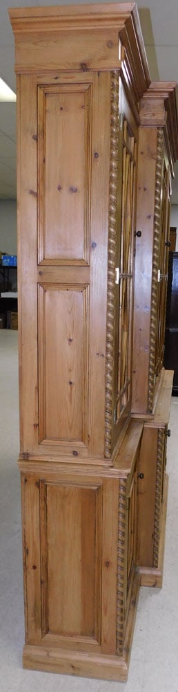 Bleached Pine Two Piece Glass Door Breakfront - 6