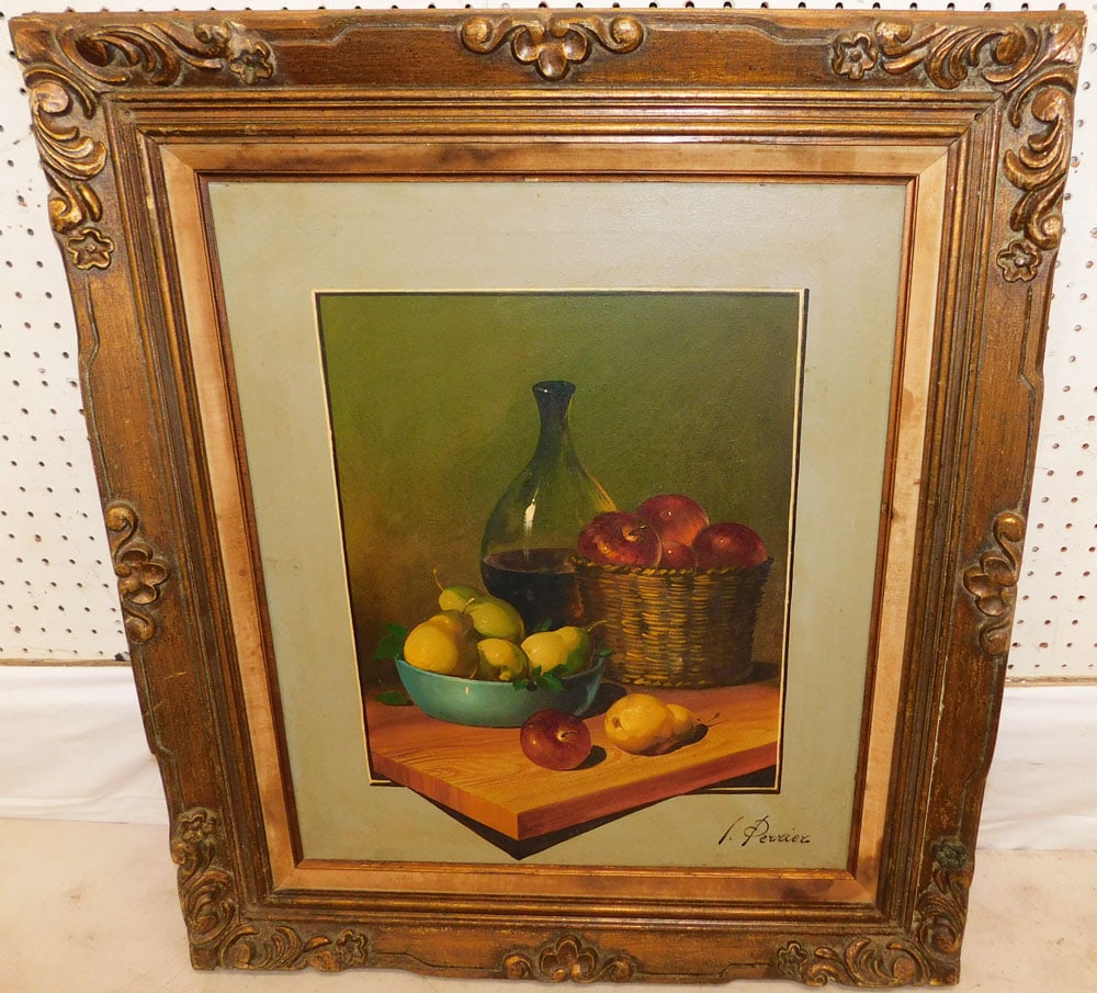 Framed Oil on Canvas Still Life Artist Signed: Framed Oil on Canvas Still Life Artist Signed . 32 1/4" x 28 1/2" ALL DESCRIPTIONS AND ANY CONDITION STATEMENT GIVEN BY LANGSTON AUCTION GALLERY ARE STRICTLY OPINIONS AND LANGSTON'S SHALL HAVE NO RESP