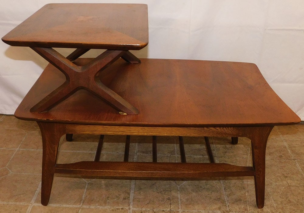 Walnut Mid Century Modern Step End Table - 2