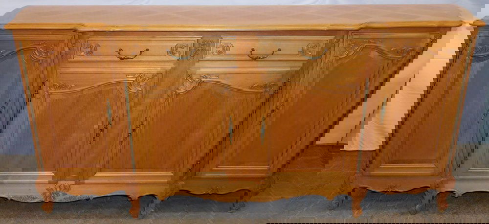 Carved & Parquetry Inlaid Top Cherry Two Drawer Four Door Sideboard (1 of 11)