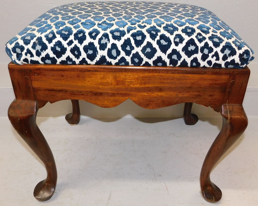 Mahogany Bench Made Pegged Queen Anne Style Stool (1 of 3)