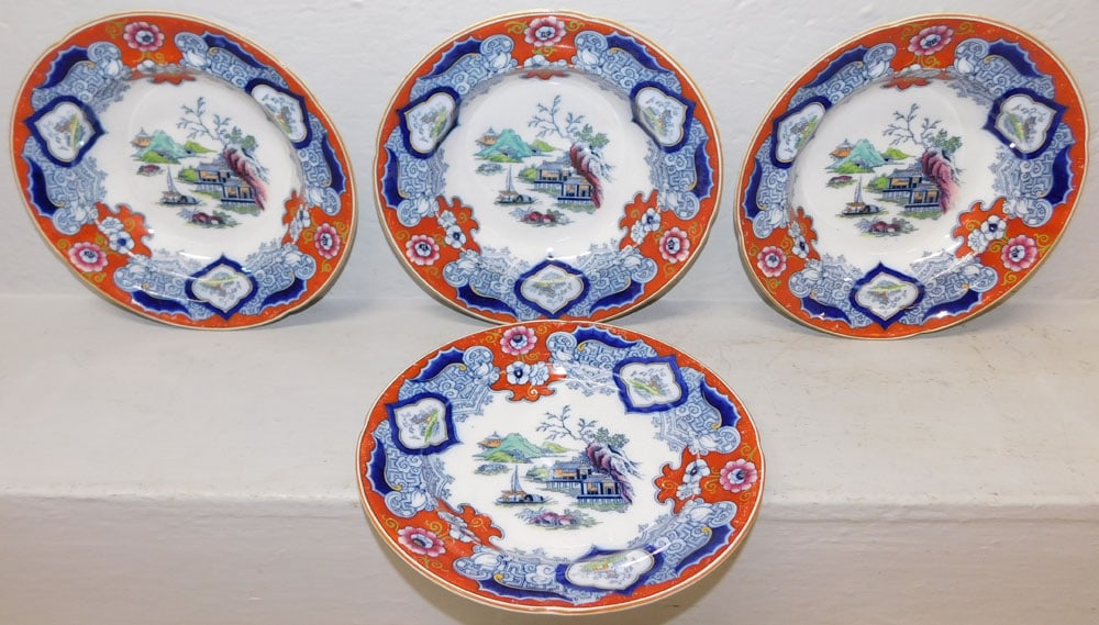Three Antique English Ironstone Porcelain Bowls & One Plate (1 of 4)