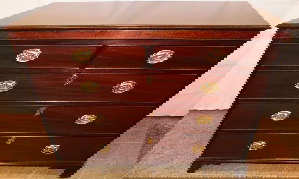 19th Century Mahogany Two Over Three Drawer Chest with Inlaid Top (1 of 10)