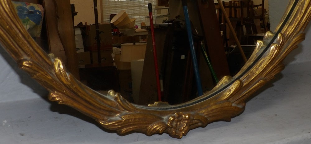 Gilded Frame Oval Mirror - 3