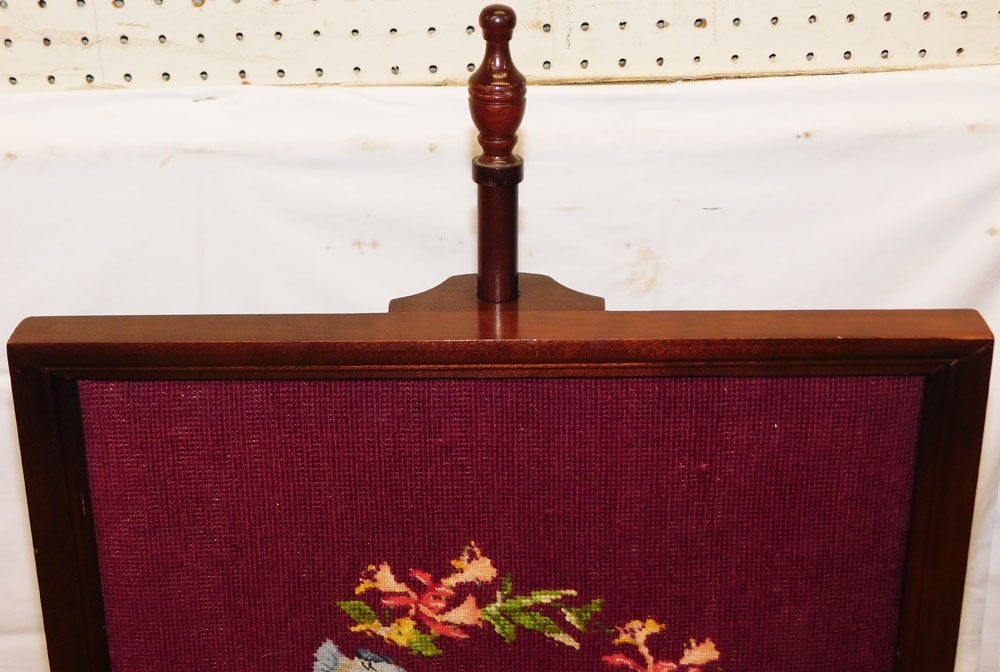Mahogany & Needlepoint Firescreen - 3