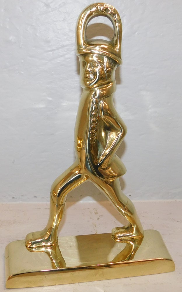 Brass Colonial Williamsburg Hessian Soldier Door Stop: Brass Colonial Williamsburg Hessian Soldier Door Stop. 11 1/2" H 8" W 2 1/2" D ALL DESCRIPTIONS AND ANY CONDITION STATEMENT GIVEN BY LANGSTON AUCTION GALLERY ARE STRICTLY OPINIONS AND LANGSTON'S