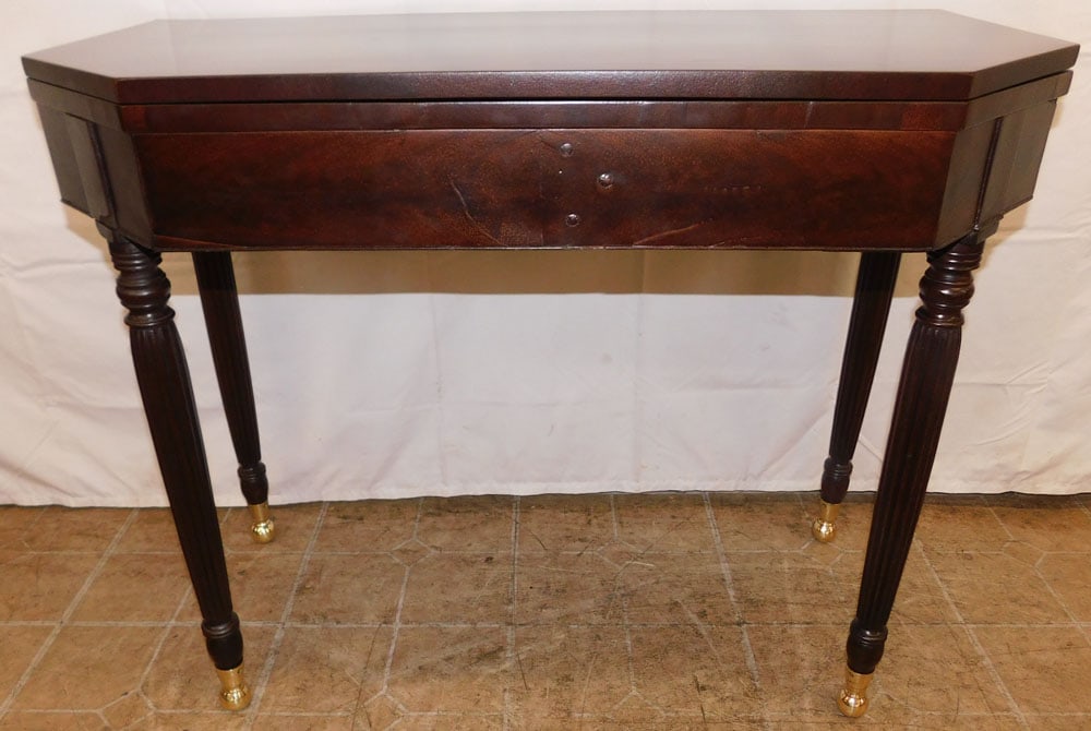 19th Century Mahogany Fold Over Top Game Table with Brass Feet (1 of 9)