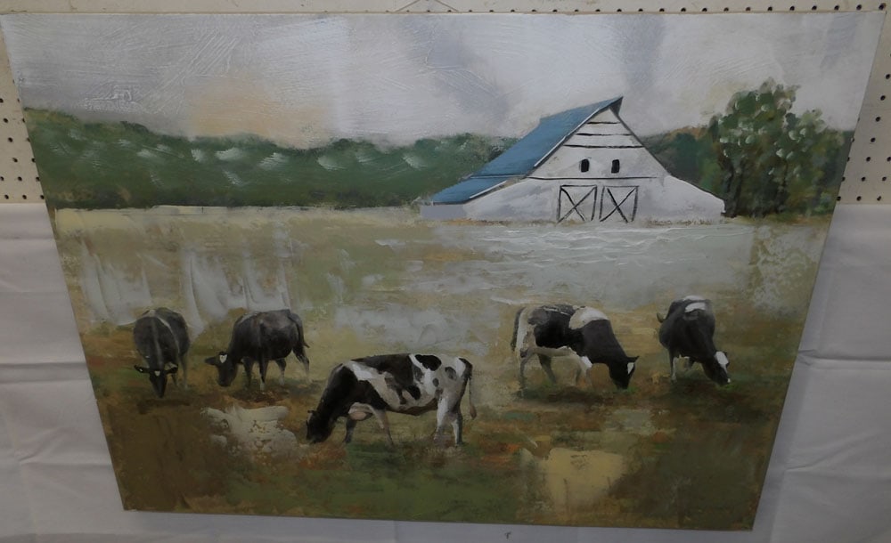 Framed on Canvas Farm Scene: Framed on Canvas Farm Scene . 29 1/2" x 39 1/4" ALL DESCRIPTIONS AND ANY CONDITION STATEMENT GIVEN BY LANGSTON AUCTION GALLERY ARE STRICTLY OPINIONS AND LANGSTON'S SHALL HAVE NO RESPONSIBILITY FOR
