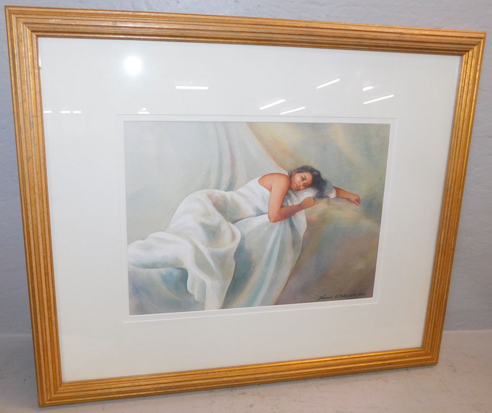 Framed Watercolor of Lady Artist Signed Whitlock: Framed Watercolor of Lady Artist Signed Whitlock. 20" x 24" ALL DESCRIPTIONS AND ANY CONDITION STATEMENT GIVEN BY LANGSTON AUCTION GALLERY ARE STRICTLY OPINIONS AND LANGSTON'S SHALL HAVE NO