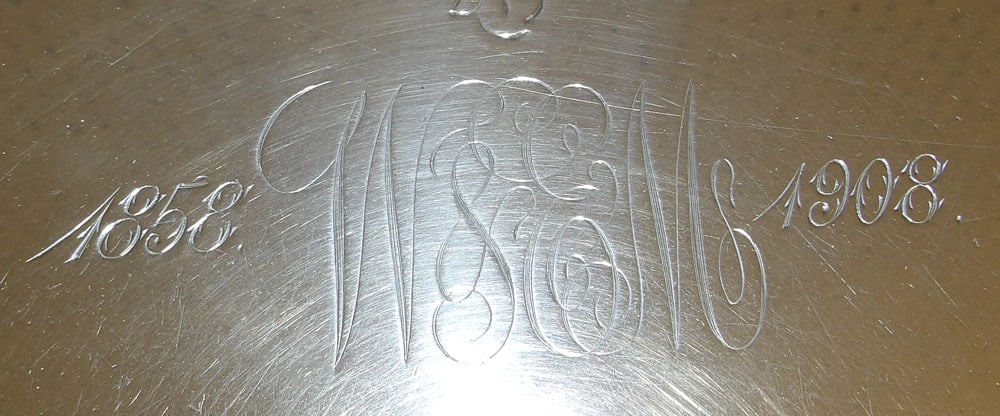 Ornate Silverplated Serving Tray with Grape & Cable Border - 4