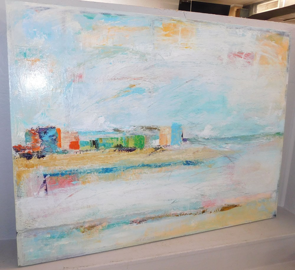 Acrylic on Canvas of a Beach Shore Scene: Acrylic on Canvas of a Beach Shore Scene . 36 1/4" x 48 1/4" ALL DESCRIPTIONS AND ANY CONDITION STATEMENT GIVEN BY LANGSTON AUCTION GALLERY ARE STRICTLY OPINIONS AND LANGSTON'S SHALL HAVE NO