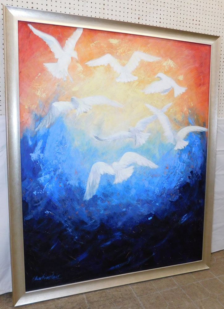 Large Oil on Canvas Artist Signed: Large Oil on Canvas Artist Signed . 64 3/4" x 53 1/4" ALL DESCRIPTIONS AND ANY CONDITION STATEMENT GIVEN BY LANGSTON AUCTION GALLERY ARE STRICTLY OPINIONS AND LANGSTON'S SHALL HAVE NO