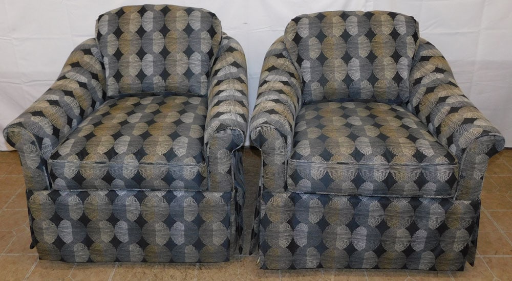 Pair of Upholstered Swivel Club Chairs (1 of 4)