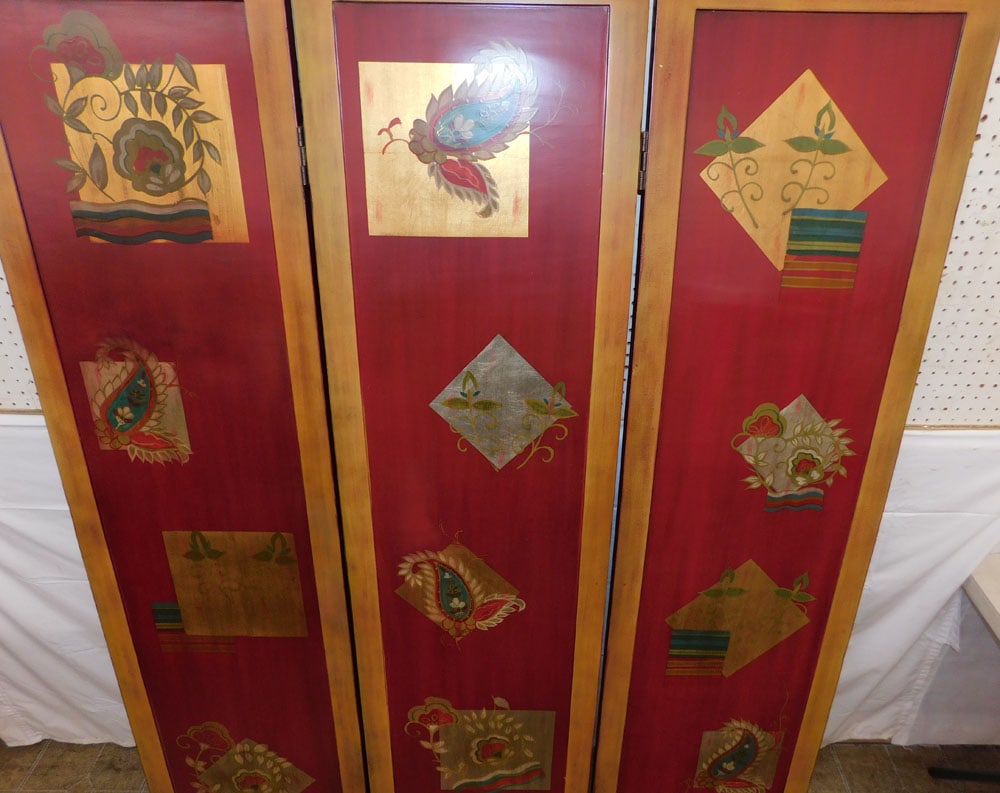 Painted Three Panel Room Divider - 2