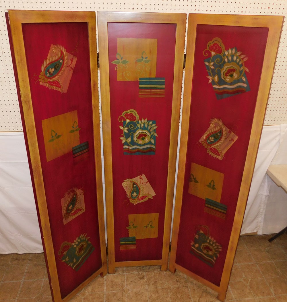 Painted Three Panel Room Divider - 4