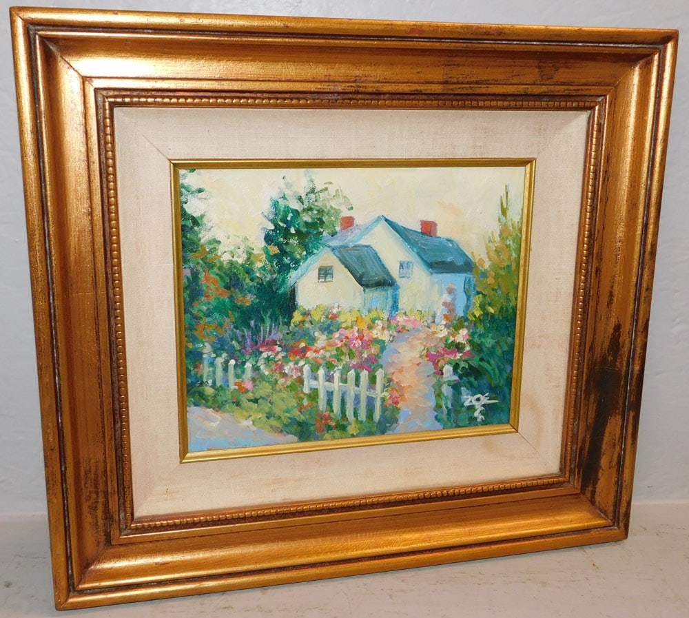 Framed Oil on Canvas Farm Scene Artist Signed (1 of 5)