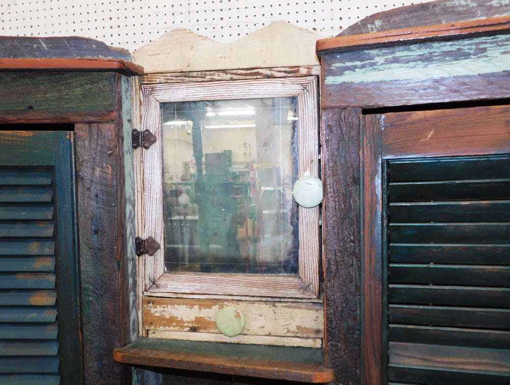 Antique Pine Shutter Door Cupboard - 2