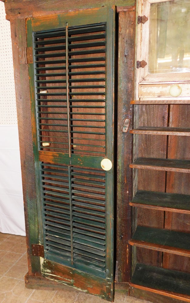 Antique Pine Shutter Door Cupboard - 6