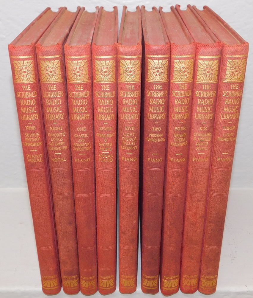 Nine Volumes of The Scribner Radio Music Library: Nine Volumes of The Scribner Radio Music Library . 12" x 9 1/4" ALL DESCRIPTIONS AND ANY CONDITION STATEMENT GIVEN BY LANGSTON AUCTION GALLERY ARE STRICTLY OPINIONS AND LANGSTON'S SHALL HAVE NO