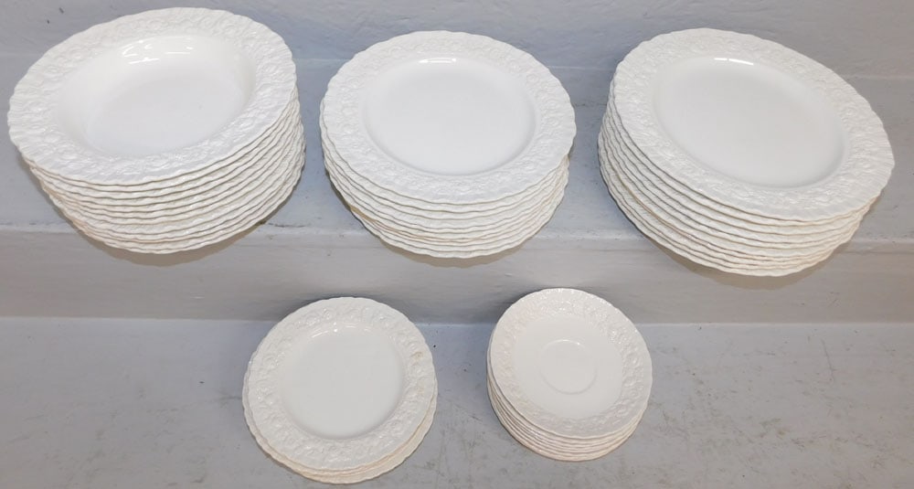 Fourty Eight Pieces of Wedgwood China, Embossed Cream Ware (1 of 4)