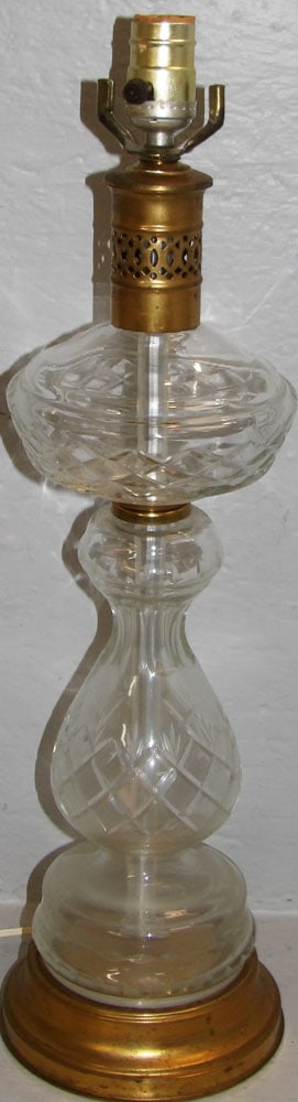 Large Cut Crystal Banquet Lamp: Large Cut Crystal Banquet Lamp. ALL DESCRIPTIONS AND ANY CONDITION STATEMENT GIVEN BY LANGSTON AUCTION GALLERY ARE STRICTLY OPINIONS AND LANGSTON'S SHALL HAVE NO RESPONSIBILITY FOR ERRORS OR OMISSIONS