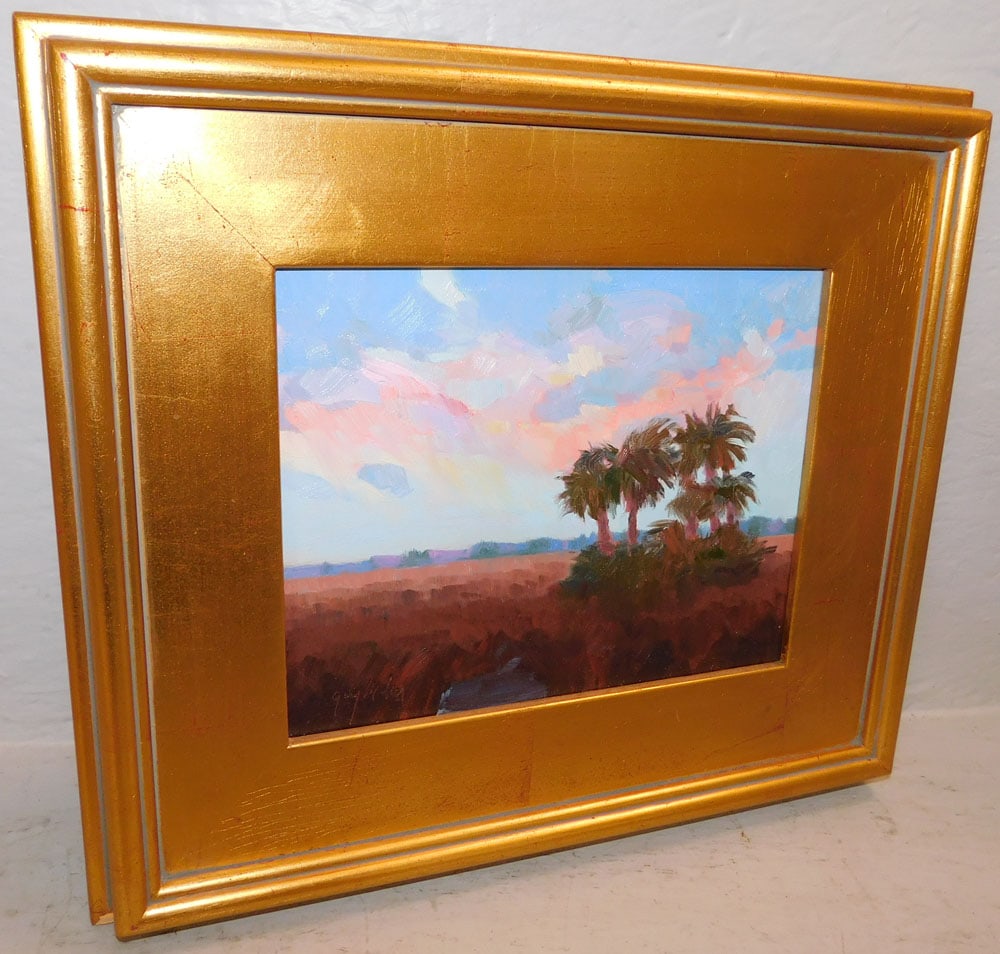 Framed Oil on Board of Landscape "Low Country" by Janice Gay Maker: Framed Oil on Board of Landscape "Low Country" by Janice Gay Maker . 14" x 16" ALL DESCRIPTIONS AND ANY CONDITION STATEMENT GIVEN BY LANGSTON AUCTION GALLERY ARE STRICTLY OPINIONS AND LANGSTON'S