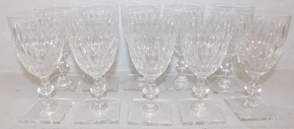 Ten Cut Pedestal Base Wines Signed Hawkes (1 of 3)