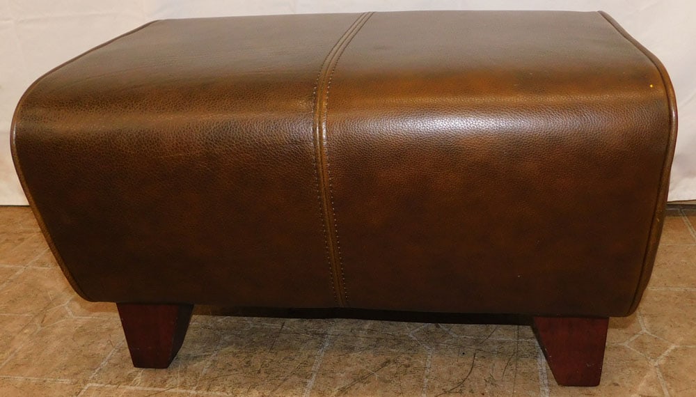 Leather Upholstered Ottoman by Bassett (1 of 4)