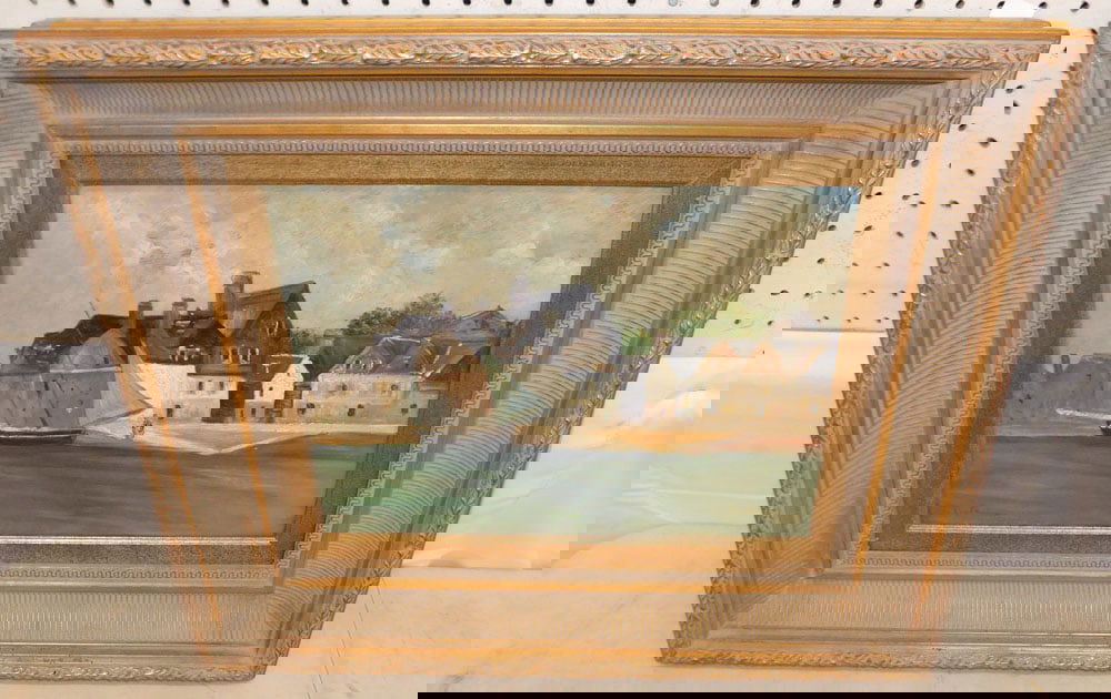 Framed Oil on Canvas Boat Dock Scene Artist Signed: Framed Oil on Canvas Boat Dock Scene Artist Signed . 20 1/4" x 24" ALL DESCRIPTIONS AND ANY CONDITION STATEMENT GIVEN BY LANGSTON AUCTION GALLERY ARE STRICTLY OPINIONS AND LANGSTON'S SHALL HAVE NO