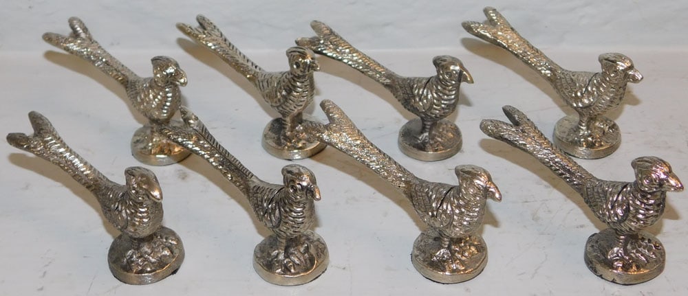 Eight Silverplated Pheasant Form Card Holders - 2