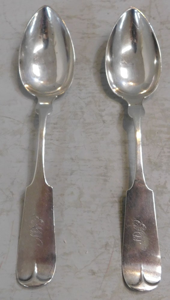 Two Large Antique Coin Silver Spoons Marked J.B. McFadden, (2.90 ozt.) (1 of 5)