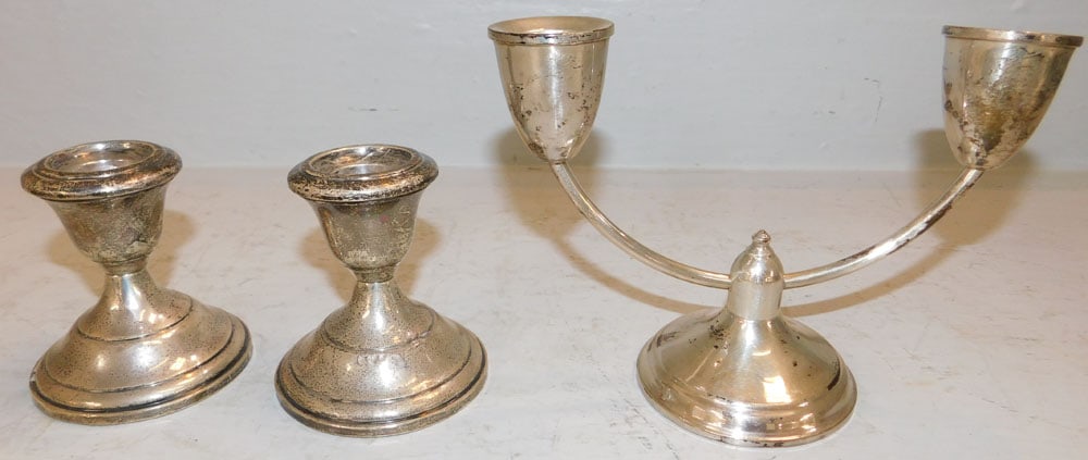 Three Sterling Weighted Candlesticks (1 of 7)