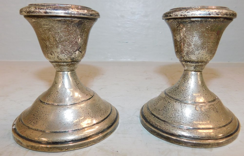 Three Sterling Weighted Candlesticks - 2