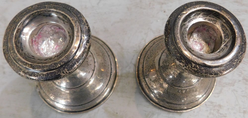 Three Sterling Weighted Candlesticks - 3