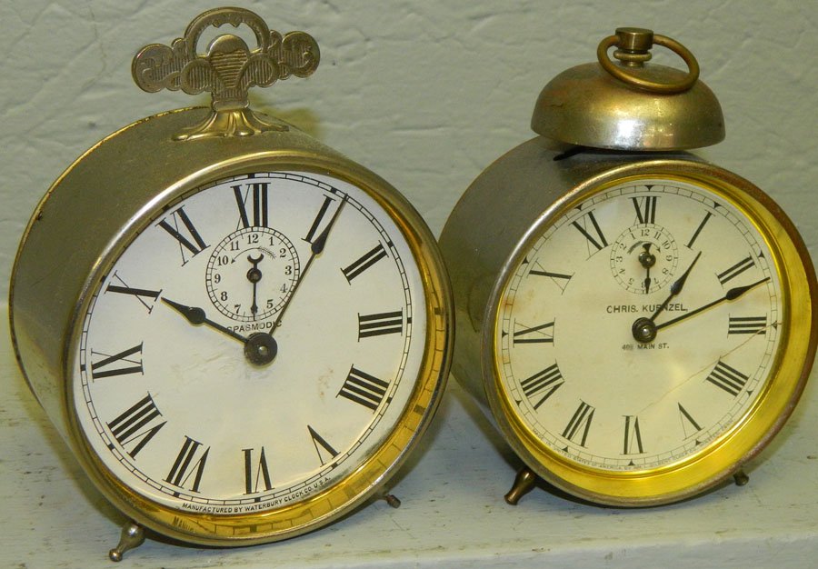 Big Ben Kuenzel bell clock and a Spasmotic.: Gilbert Big Ben Kuenzel bell clock and a Spasmotic by Waterbury.