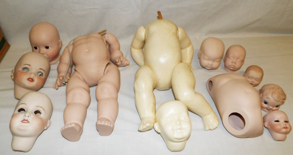 Lot of Vintage Bisque Doll Heads & Bodies/Parts (1 of 6)