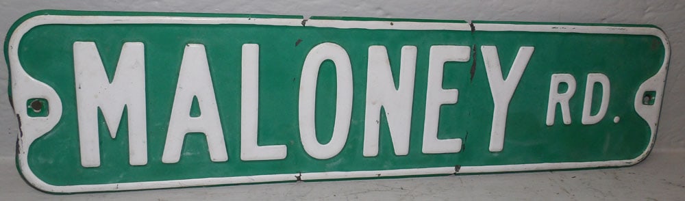 Vintage Painted Metal Maloney Road Sign (1 of 4)
