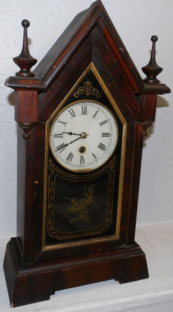 Antique Painted Steeple Shelf Clock by New Haven (1 of 5)