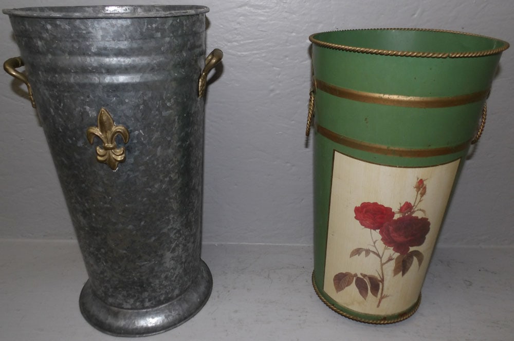 Galvanized Metal & Painted Tole Umbrella Stands (1 of 5)