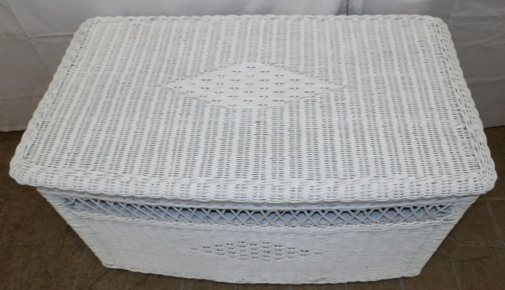 Painted Wicker Storage Box - 2